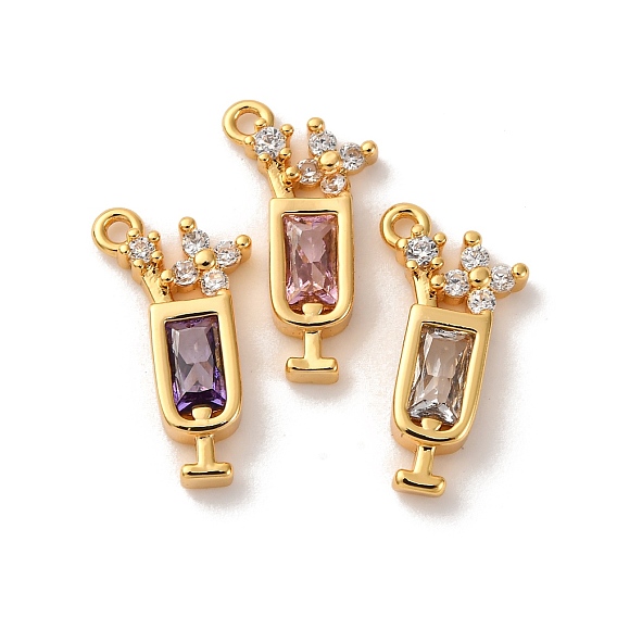 Латунные микро проложить кубического циркония подвески, коктейль, долговечный, без никеля , реальный 18 k позолоченный