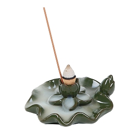 Ceramics Backflow Incense Burners, Lotus Leaf Incense Holders, Home Office Teahouse Zen Buddhist Supplies