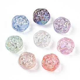 Placage uv perles acryliques transparentes, iridescent, boule