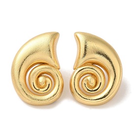 Rack Plating Brass Stud Earrings, Cadmium Free & Lead Free, Long-Lasting Plated, Conch