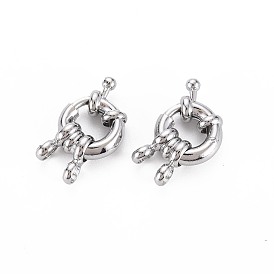 Brass Spring Ring Clasps, with Bail Beads/Tube Bails, Nickel Free