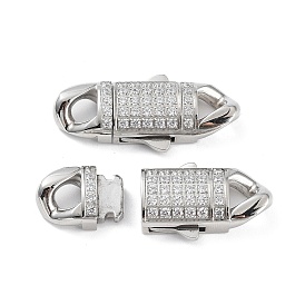 304 Stainless Steel Bayonet Clasps, with Micro Pave Clear Cubic Zirconia, Oval