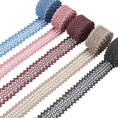 5 Rollos de poliéster de colores con ribete de encaje, para regalo, lazo, accesorios de adorno de ropa