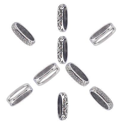 9Pcs 3 Styles 304 Stainless Steel Slide Charms, Oval