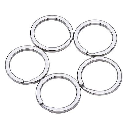 304 Stainless Steel Split Key Rings, Keychain Clasp Findings, 28x2.7mm