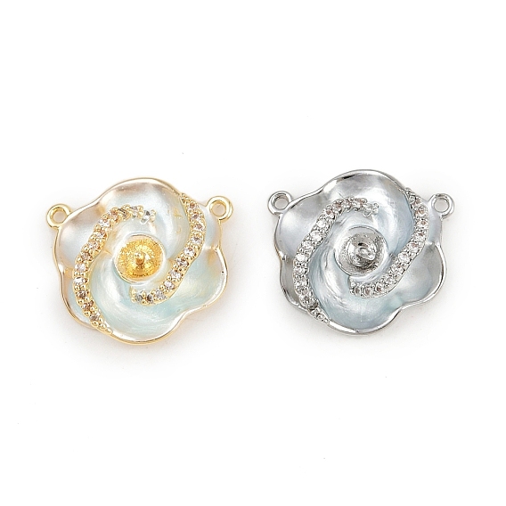 Медные залоги, с кубического циркония и эмали, цветок