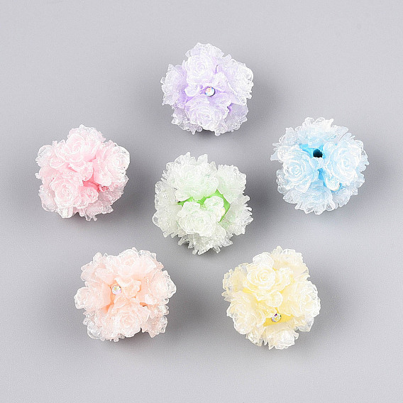 Бусины из полимерной глины со стразами и рельефными смоляными розами, для телефонных цепей, кукольные брелоки и украшения для сумок