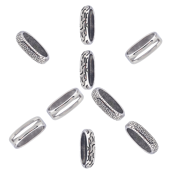 9Pcs 3 Styles 304 Stainless Steel Slide Charms, Oval