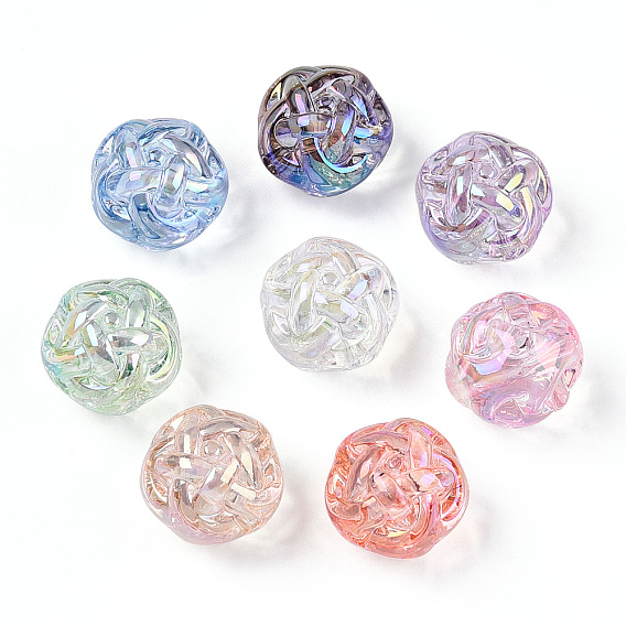 UV Plating Transparent Acrylic Beads, Iridescent, Ball