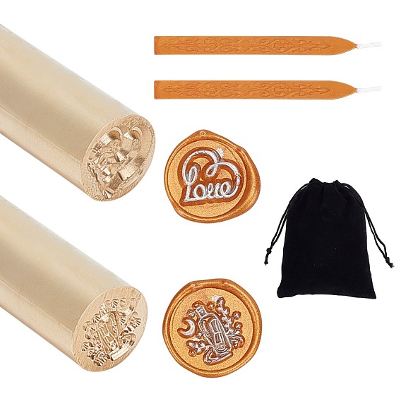 Diy наборы штампов с восковой печатью, включая латунные ручки, сургучные палочки, прямоугольник бархат пакеты
