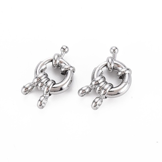 Brass Spring Ring Clasps, with Bail Beads/Tube Bails, Nickel Free