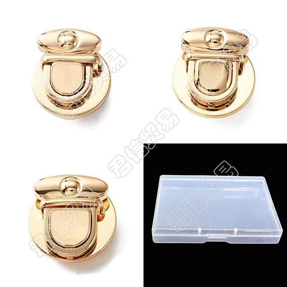 6Pcs 3 Styles Zinc Alloy Tuck Lock Clasp, Purse Thumb Lock, for Bag Replacement Accessories