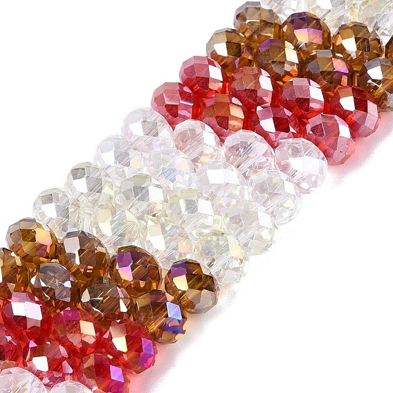Electroplate Transparent Glass Beads Strands, Rondelle, Faceted