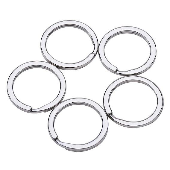 304 Stainless Steel Split Key Rings, Keychain Clasp Findings, 28x2.7mm