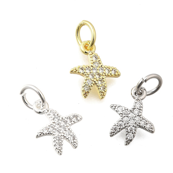 Латунные микро проложить кубического циркония подвески, стойки покрытие, долговечный, без свинца и без кадмия, очарование морской звезды