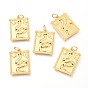 Brass Micro Pave Clear Cubic Zirconia Charms, Rectangle with Snake