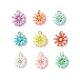 9шт. подвески ручной работы из полимерной глины, стеклянных семян и латуни, цветок, с 304 кольцами из нержавеющей стали