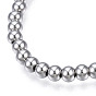201 Stainless Steel Round Beaded Stretch Bracelet for Men Women