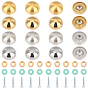 16 Sets 4 Colors Stainless Steel Half Round Rivets, with Iron Screw, Plastic and Brass Ring
