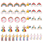 Alloy Enamel Big Pendants, Rainbow & Heart & Cloud & Star, Light Gold