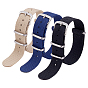 3 Stück 3 Farben Nylon-Uhrenarmbänder, mit Edelstahlschnalle