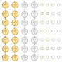 28Pcs 304 Stainless Steel Pendants, Flat Round Charms, with Jump Rings