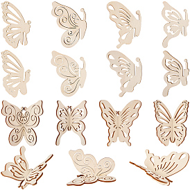 Неокрашенные деревянные украшения в виде бабочек для рукоделия.