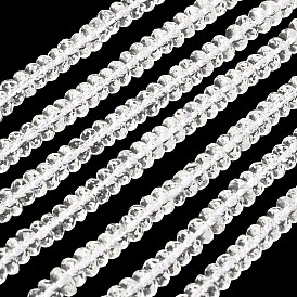 Synthetic Quartz Crystal Beads Strands, Faceted, Rondelle