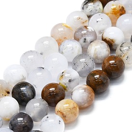Blanc naturel opale africain perles brins, ronde