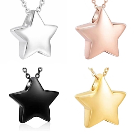 Stainless Steel Pendant Necklaces, Star Urn Ashes Necklaces