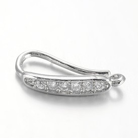 Экологически чистые крючки для серег из латуни с фианитом, с горизонтальной петлей, провод уха, без свинца, без кадмии и без никеля