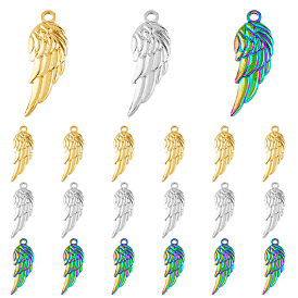 18Pcs 3 Colors 304 Stainless Steel Pendants, Wing Charm