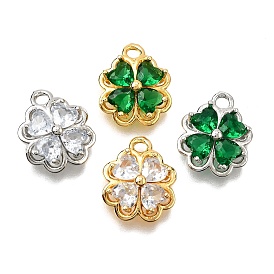 Латунные микро проложить кубического циркония подвески, клевер амулеты
