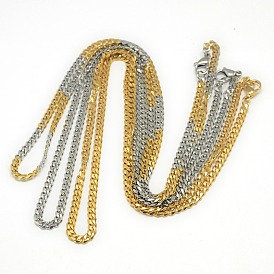 Trendy Men's 201 Stainless Steel Curb Chain Necklaces, with Lobster Claw Clasps