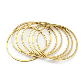 7Pcs Vacuum Plating 202 Stainless Steel Bangle Sets, Stackable Ring Bangles for Women