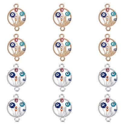 Alloy Enamel Links, Flat Round