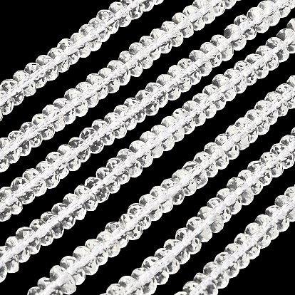 Synthetic Quartz Crystal Beads Strands, Faceted, Rondelle