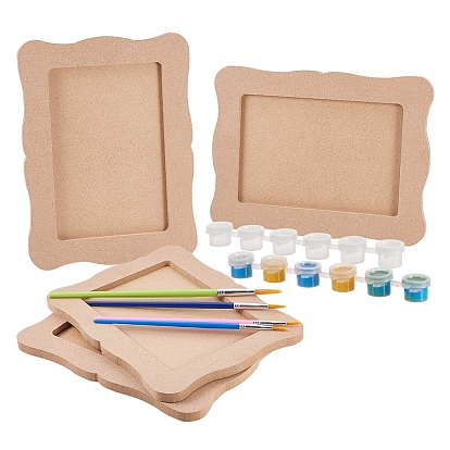 Сделай сам фоторамки решений, с незаконченными деревянными рамками для фотографий, пластиковые кисти для рисования, 6 ящик последней пустой палитры красок