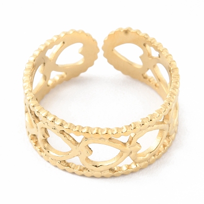 304 anillos de puño abiertos con corazón hueco de acero inoxidable