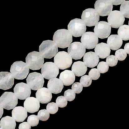 Натуральный лунный камень бисер нитей, круглые, граненые