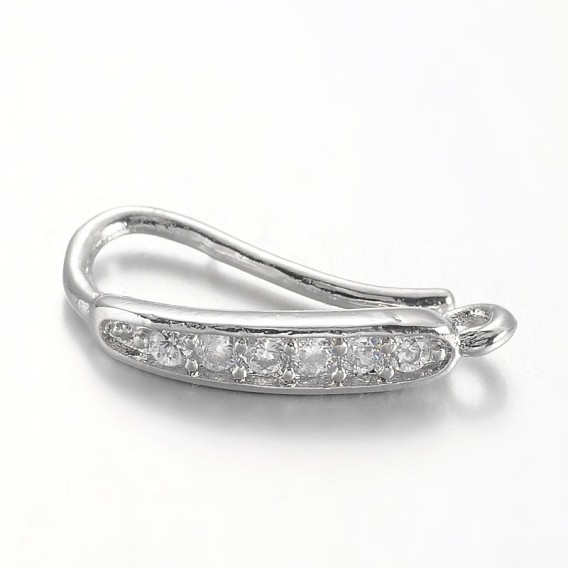 Экологически чистые крючки для серег из латуни с фианитом, с горизонтальной петлей, провод уха, без свинца, без кадмии и без никеля