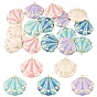 15Pcs 5 Colors Alloy Enamel Pendants, Shell Shape Charms, with ABS Imitation Pearl, Long-Lasting Plated, Rack Plating, Golden
