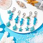5Pcs Glass Pendant Decorations, with Zinc Alloy Lobster Claw Clasps, Teardrop