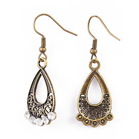 Alloy Chandelier Earrings, with Grade A Rhinestone Beads and Iron Earrings Hooks, 50x23mm