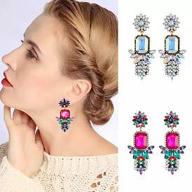 Sparkling Diamond Flower Earrings for Women - Fashionable and Bold Statement Jewelry