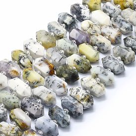 Natural White African Opal Beads Strands, Faceted, Double Terminated Pointed/Bullet