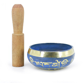 Tibetan Brass Singing Bowl & Wood Striker Set, Nepal Buddha Meditation Sound Bowl, Yoga Sound Bowls, for Holistic Stress Relief Meditation and Relaxation