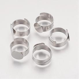 Tiges à anneau en laiton , accessoires de bague de pad, pour la fabrication de bijoux, réglable, ronde, diamètre intérieur: 17 mm