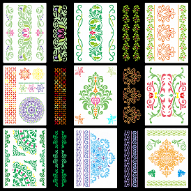 Mandala Flower PET Plastic Hollow Out Drawing Painting Stencils Templates Sets, for DIY Painting
