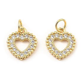 Rack Plating Brass Micro Pave Clear Cubic Zirconia Pendants, Heart